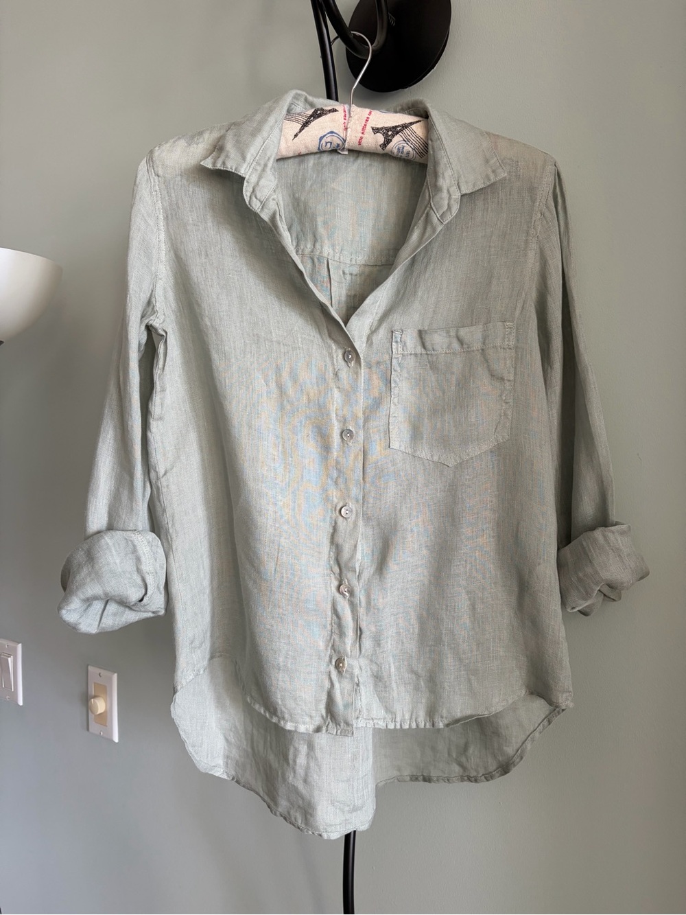 Bella Dahl Light Sage Green Button Down Shirt